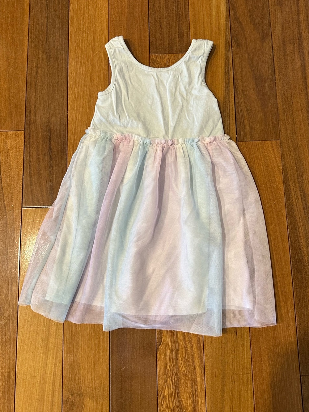 GAP White Tank Dress with Pastel Multicolor Tulle Skirt